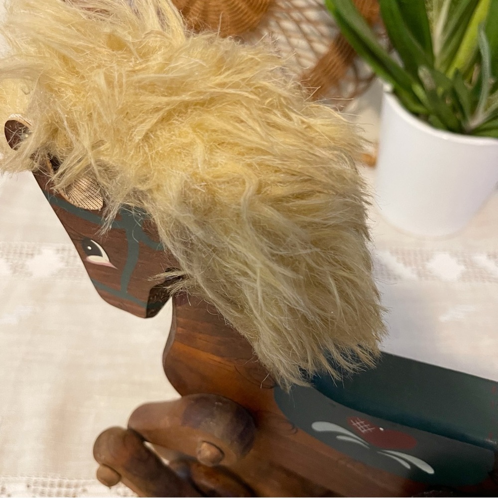 Vintage | Wooden Pull Toy Horse | Folk Art | Rolling Toy - Picture 11 of 12